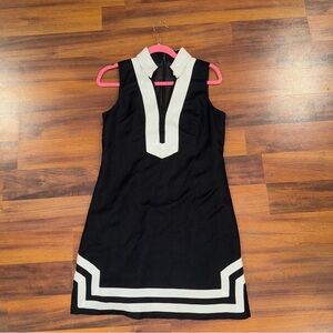 Eliza J. Size 4 Elegant Black and White Sleeveless Dress with Blemish Pictured